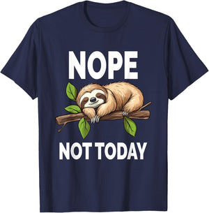 Nope Not Today Funny Sloth T-Shirt - T-Shirt | Navy