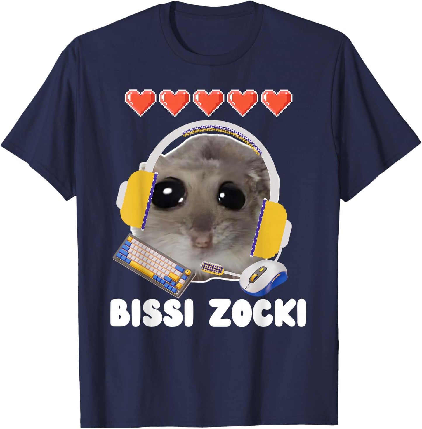 Bissi Zocki Funny Sad Hamster Cute Hamstie , black T-Shirt - T-Shirt | Navy