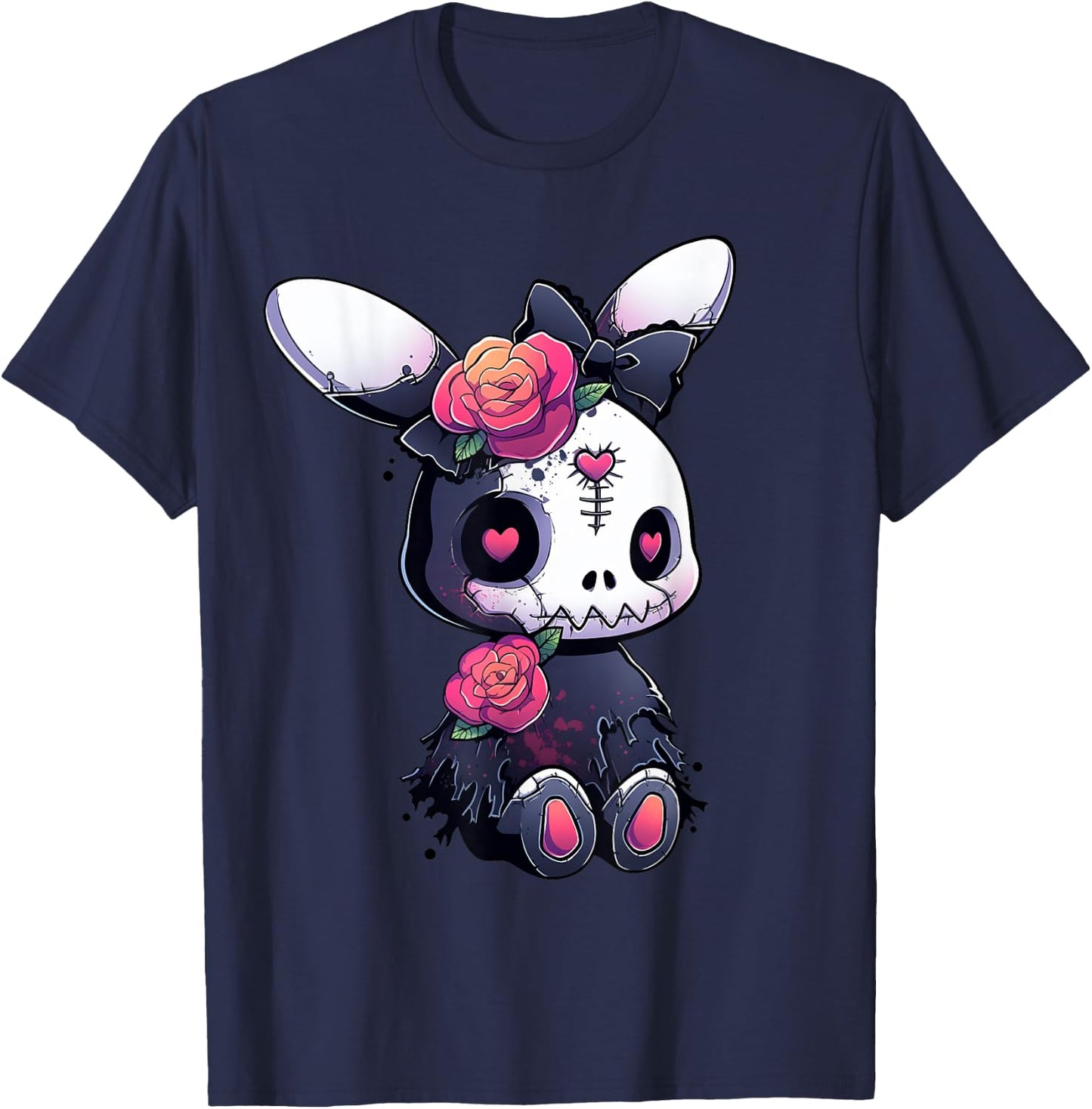 Goth Bunny E-Girl Kawaii Rabbit Cute Gothic Outfit Grunge T-Shirt - T-Shirt | Navy