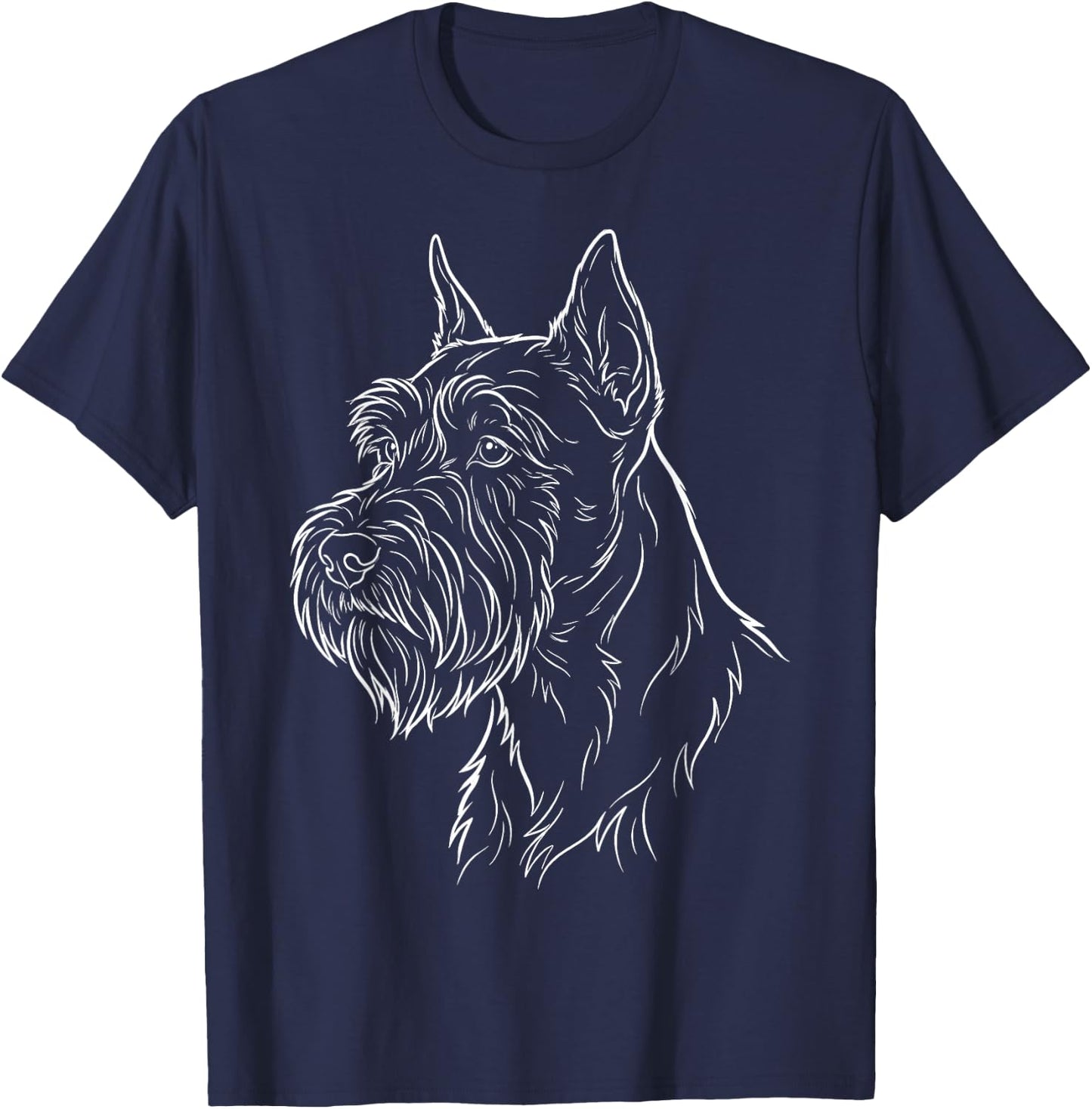 Standard Schnauzer Aesthetic Line Art Abstract Minimalist T-Shirt - T-Shirt | Navy