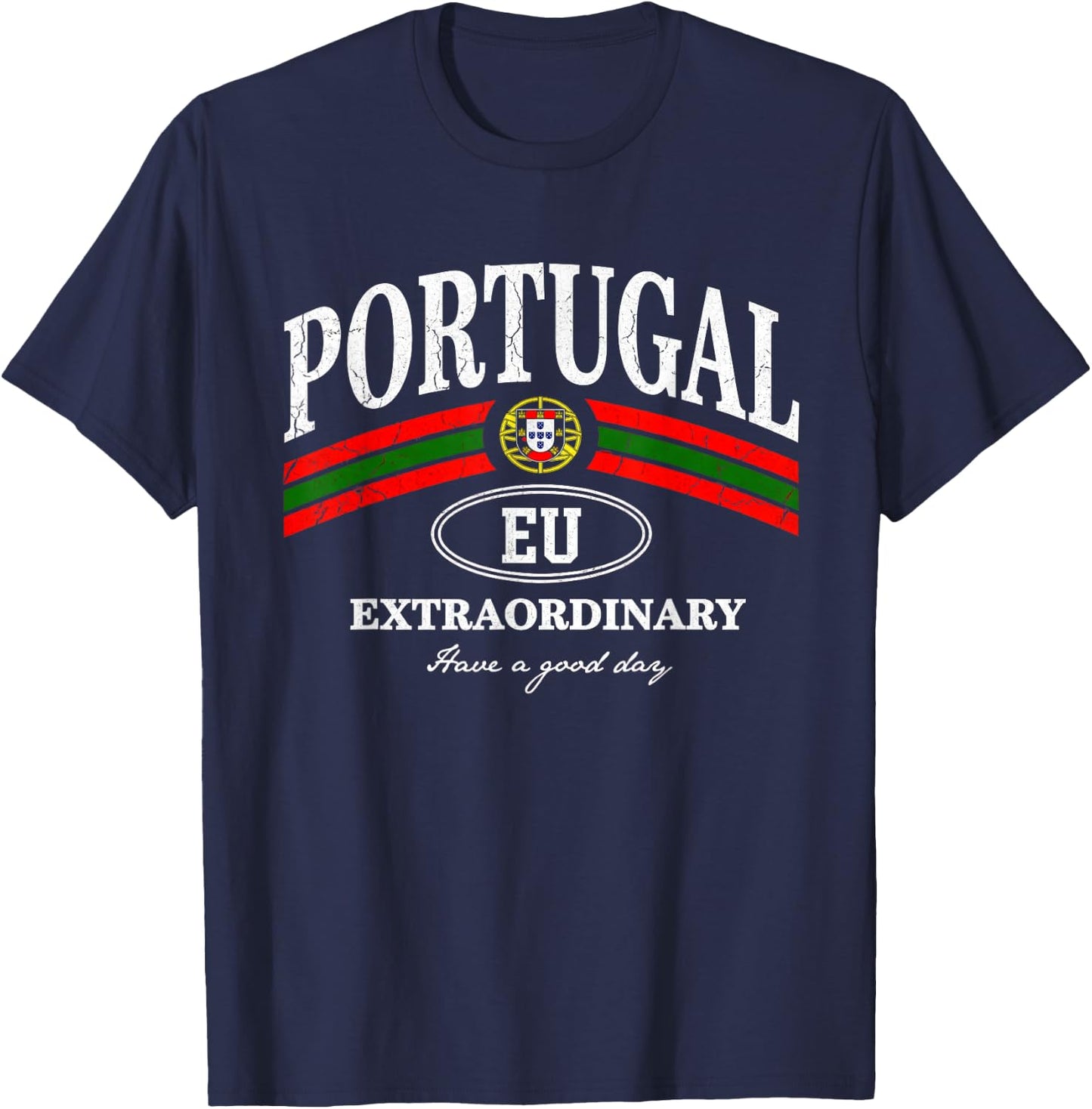 Portugal Lissabon Portugiesischer Fan Retro Vintage T-Shirt - T-Shirt | Navy