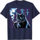 Smoking Cat Selfie Alien UFO Cat Black Smoking Cigarette T-Shirt - T-Shirt | Navy
