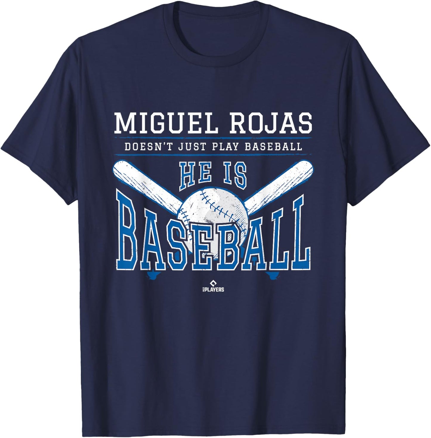 He is Baseball Miguel Rojas Los Angeles Baseball MLBPA T-Shirt - T-Shirt | Navy
