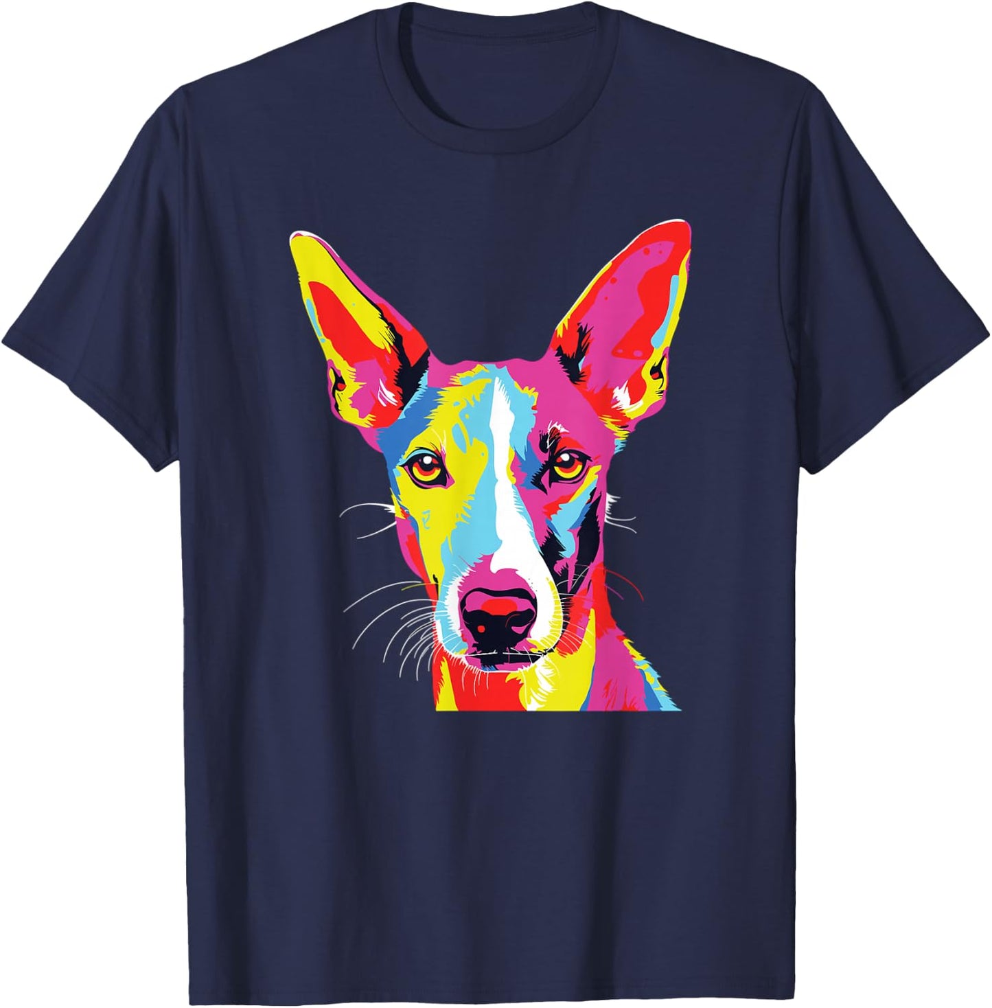 Watercolor Colorful Ibizan Hound Dog T-Shirt - T-Shirt | Navy