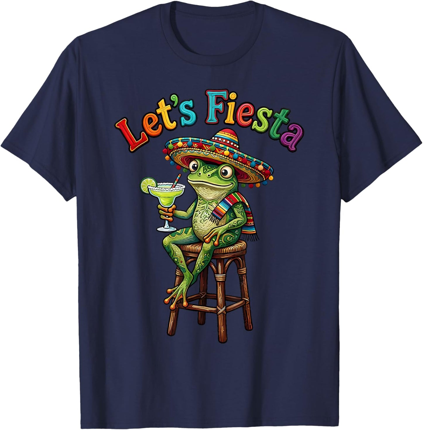 Let's Fiesta Frog Mexican Men Women Kids Cinco De Mayo T-Shirt - T-Shirt | Navy