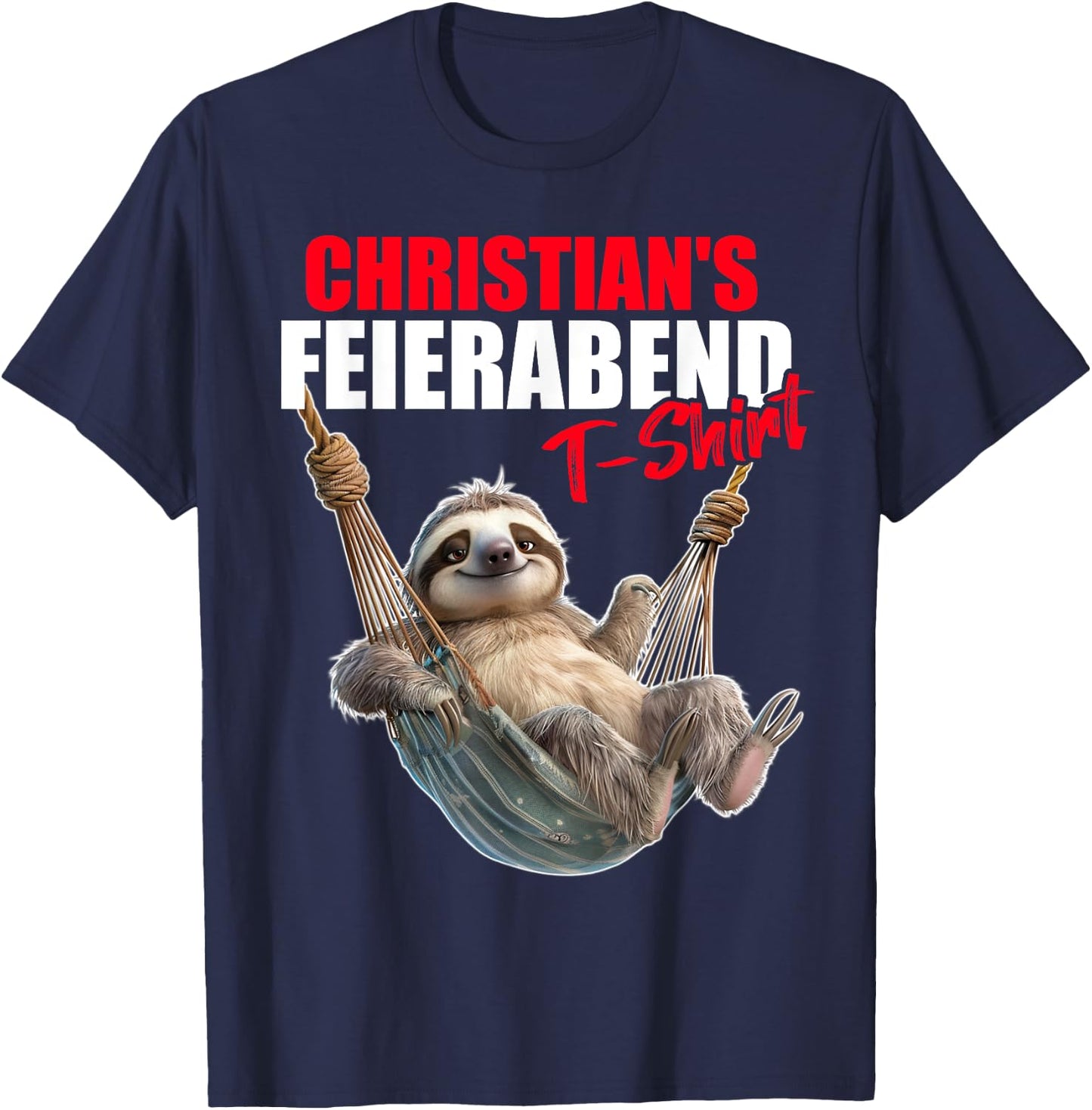 Christ Retirement Evening Sloth First Name Saying , black T-Shirt - T-Shirt | Navy