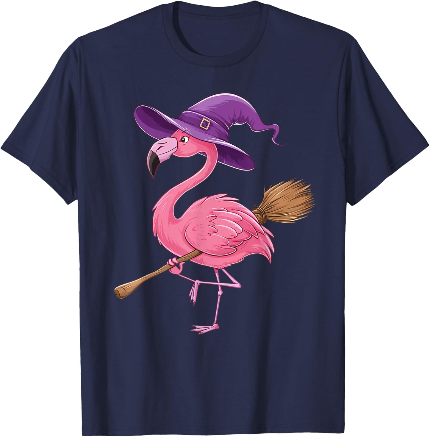 Halloween Flamingo Witch Hats Scary Costumes Men Women Kids T-Shirt - T-Shirt | Navy