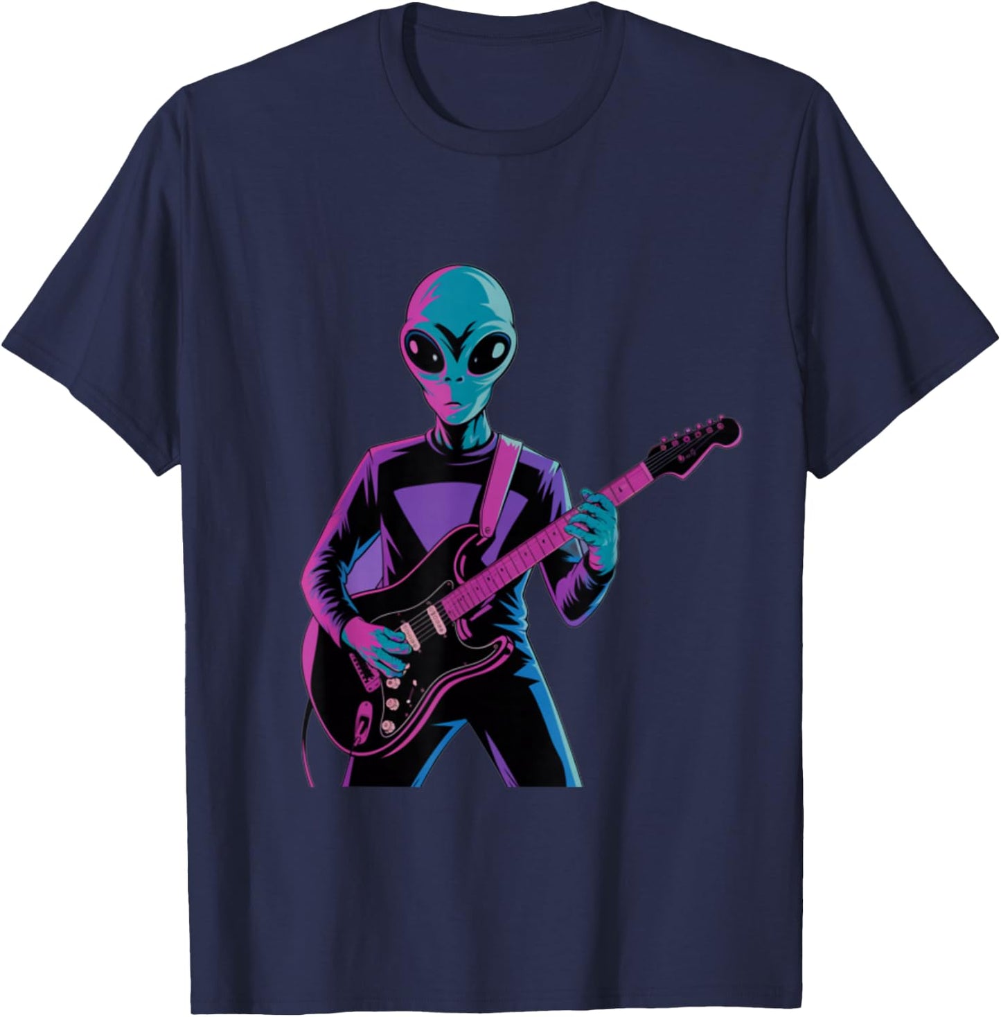 Funny Guitarist Alien Graphic Guitars Alien Alien Guitarists T-Shirt - T-Shirt | Navy