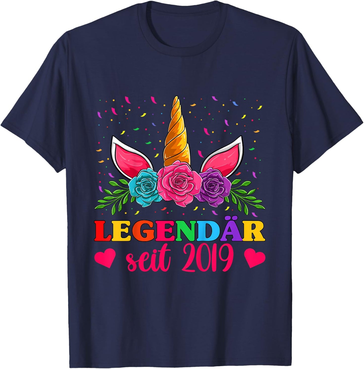 4. Geburtstag Mädchen Shirts, Legendar Seit 2019 Einhorn T-Shirt - T-Shirt | Navy