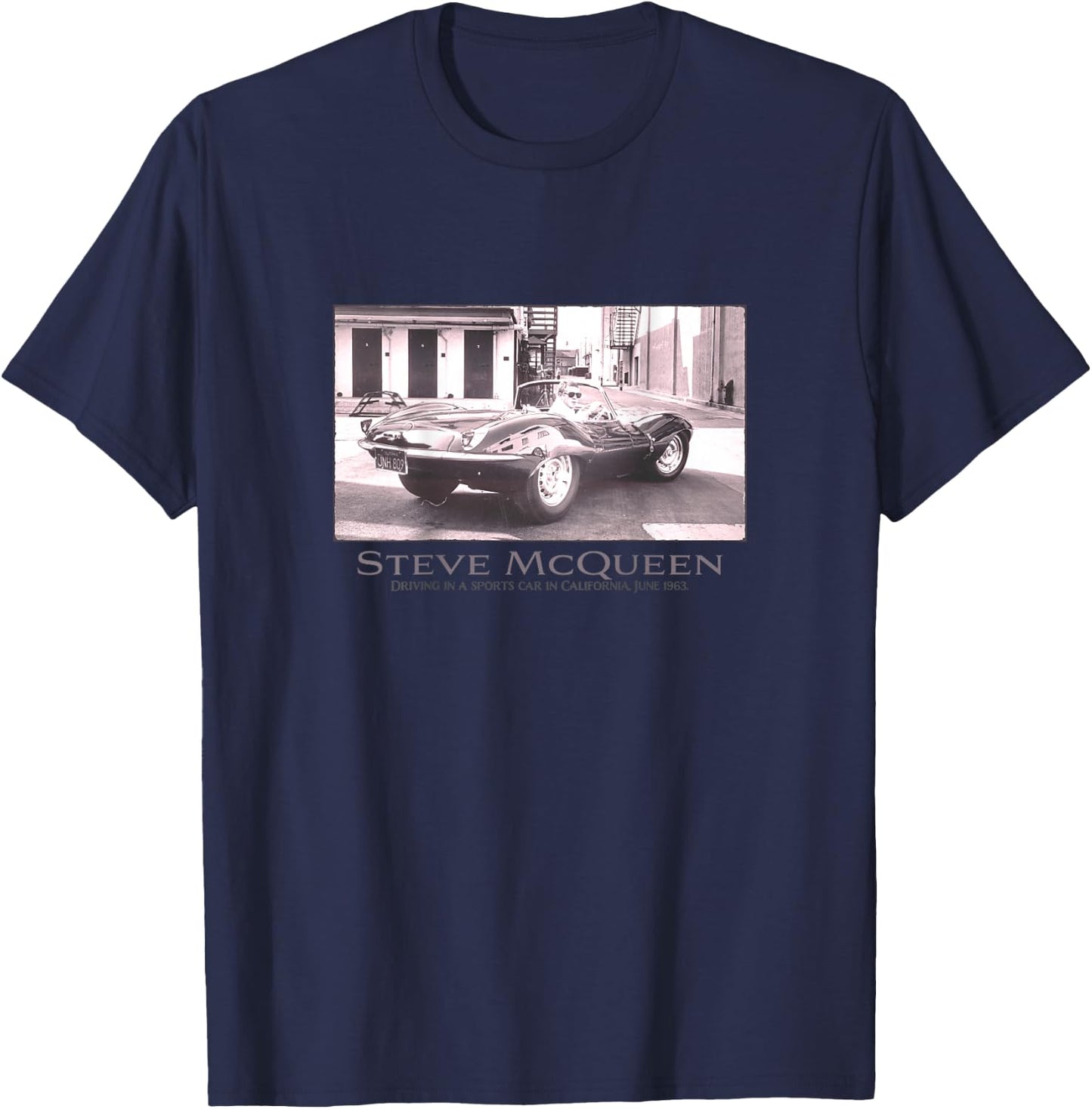 Steve McQueen_002_Back Printed , Black, S T-Shirt - T-Shirt | Navy