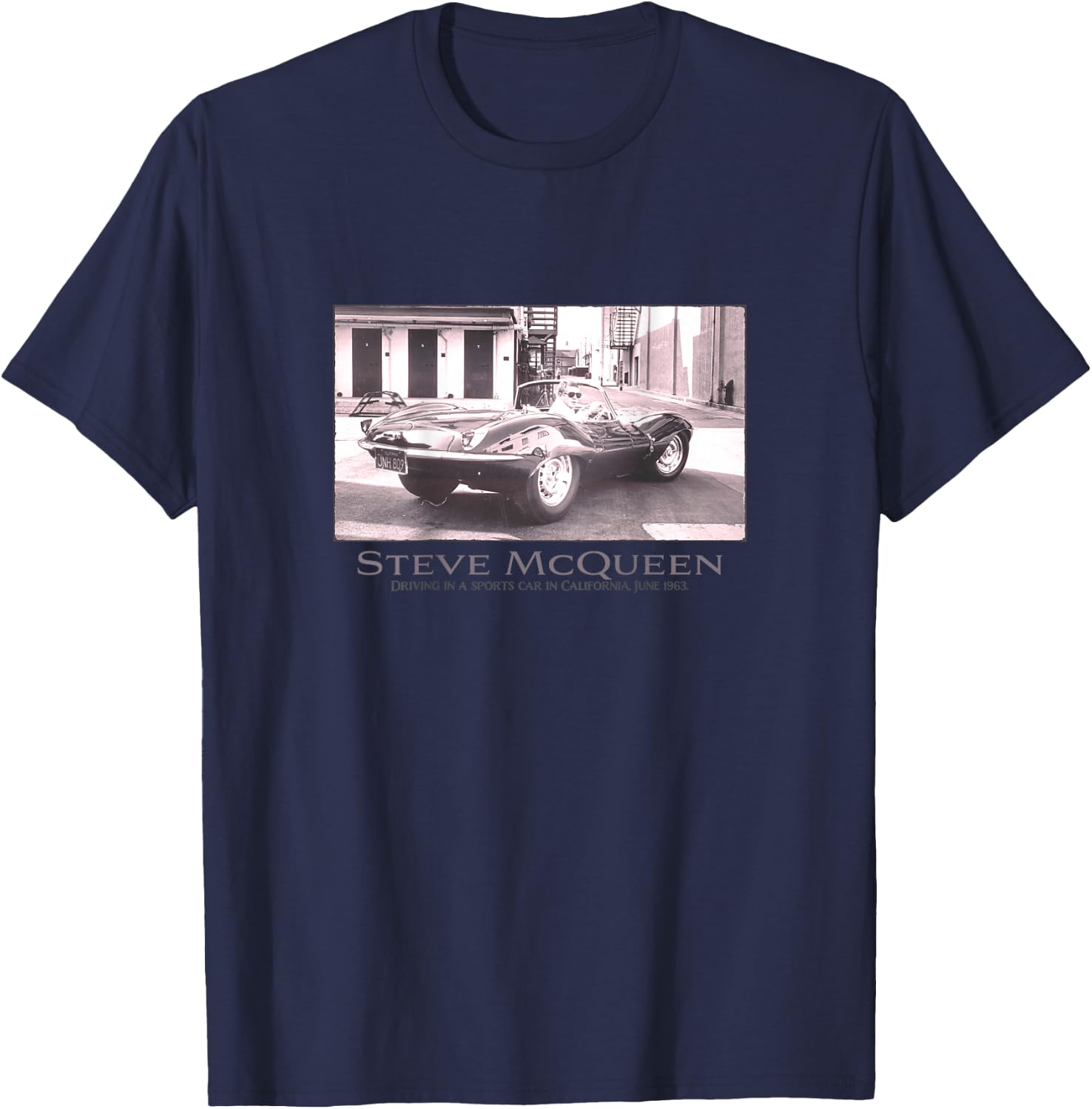 Steve McQueen_002_Back Printed , Black, S T-Shirt - T-Shirt | Navy