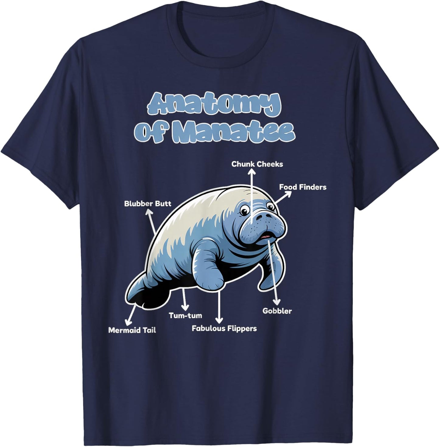 Anatomy Of Manatee Manatees Sea Animal Sea Cow Manatee T-Shirt - T-Shirt | Navy