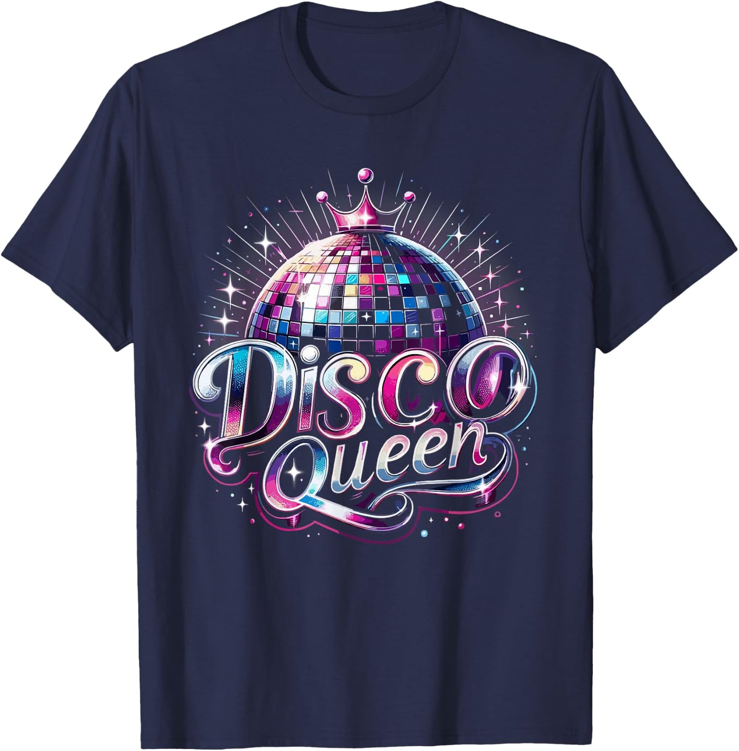 Disco Queen Disco Girl Queen of the Dance Floor Party Girl , black T-Shirt - T-Shirt | Navy