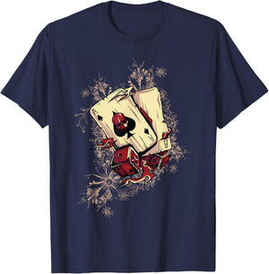 Player - Dice Demonic Poker Card , Black T-Shirt - T-Shirt | Navy