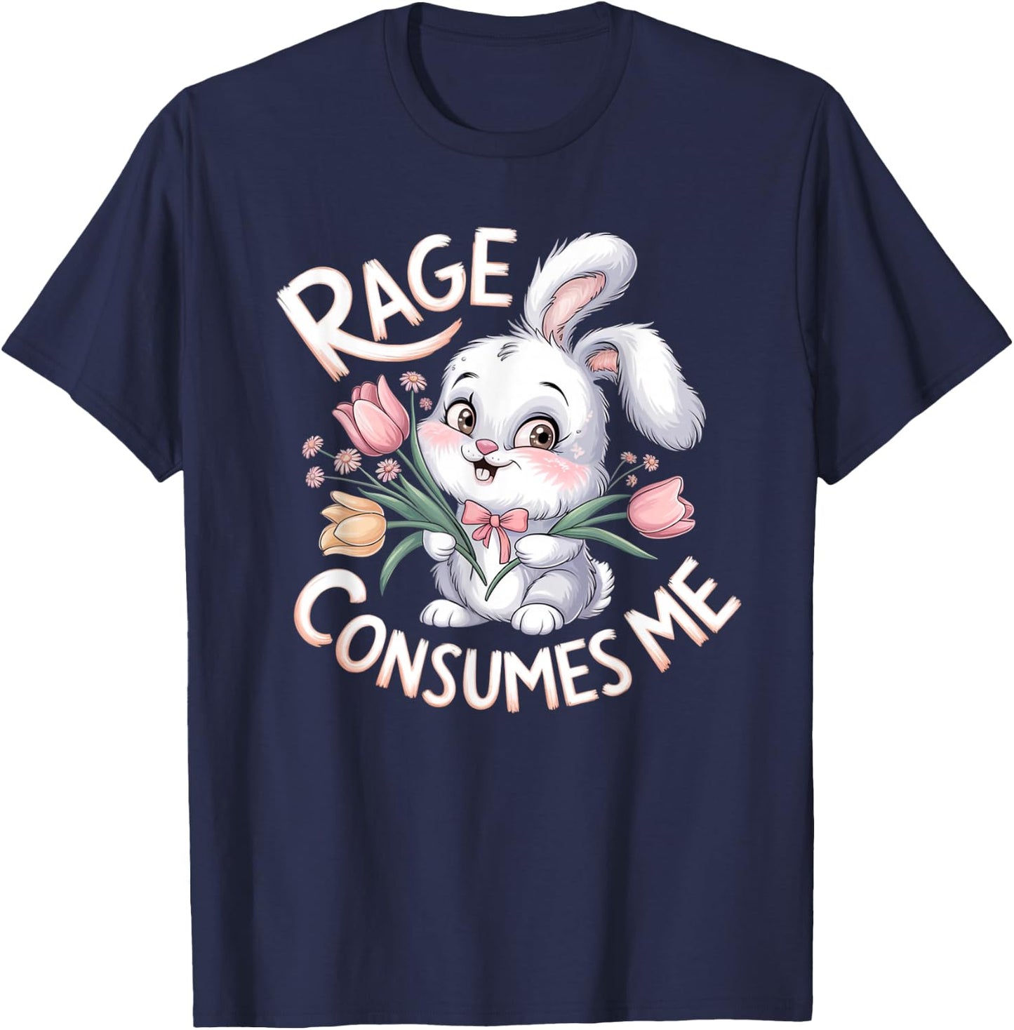 Bunny Rage Consumes Me Bunny Rabbit T-Shirt - T-Shirt | Navy