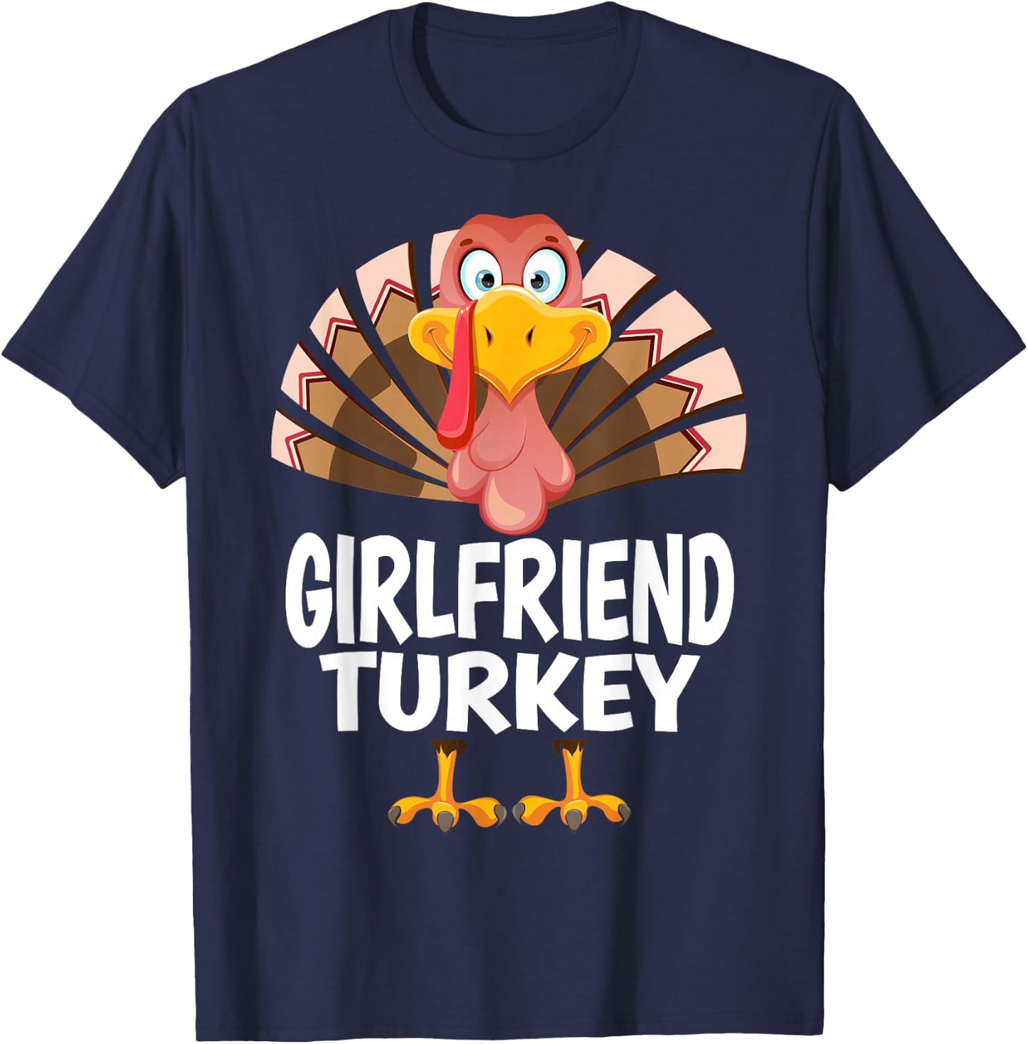 Thanksgiving Girlfriend Turkey Matching Pajama T-Shirt - T-Shirt | Navy