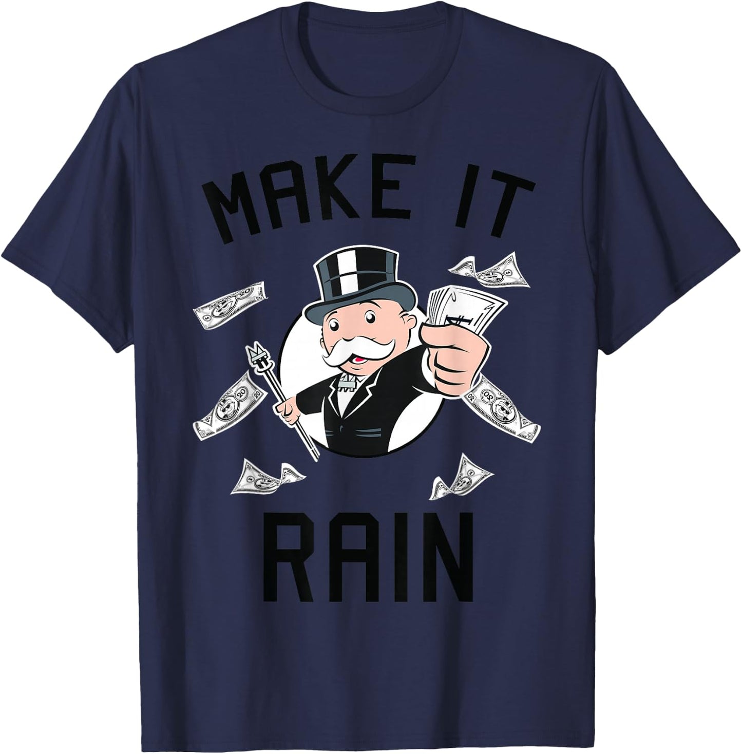 Monopoly Man Make It Rain Vintage Logo T-Shirt - T-Shirt | Navy