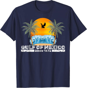 Gulf of Mexico Since 1672 Vintage Beach Gulf of Mexico Retro T-Shirt - T-Shirt | Navy