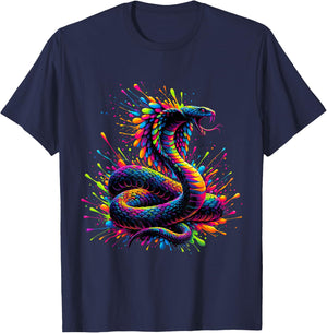 Splash Art Cobra Snake Cobras T-Shirt - T-Shirt | Navy