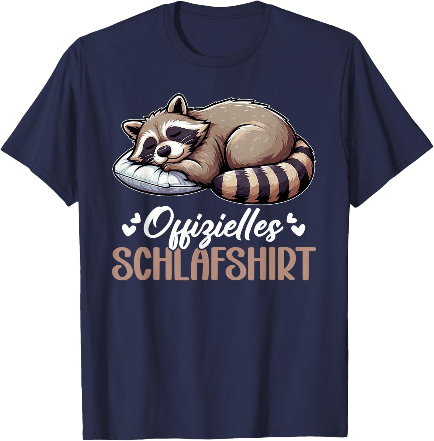 Official Sleep Shirt Funny Raccoon Pyjamas , black T-Shirt - T-Shirt | Navy