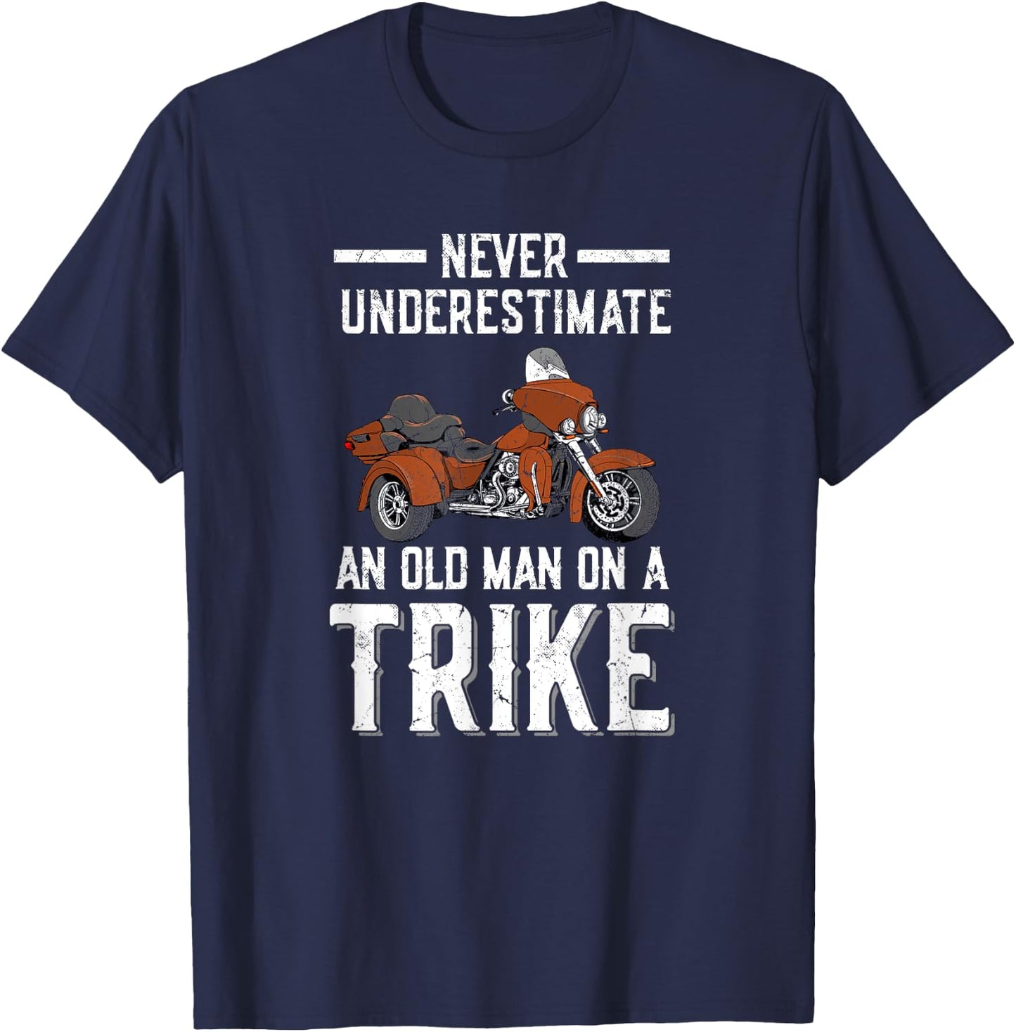 Trike Motorcycle Accessories & Triker Gifts -Adults Black Small Classic Fit Crew Collar Short Sleeve T-Shirt - T-Shirt | Navy