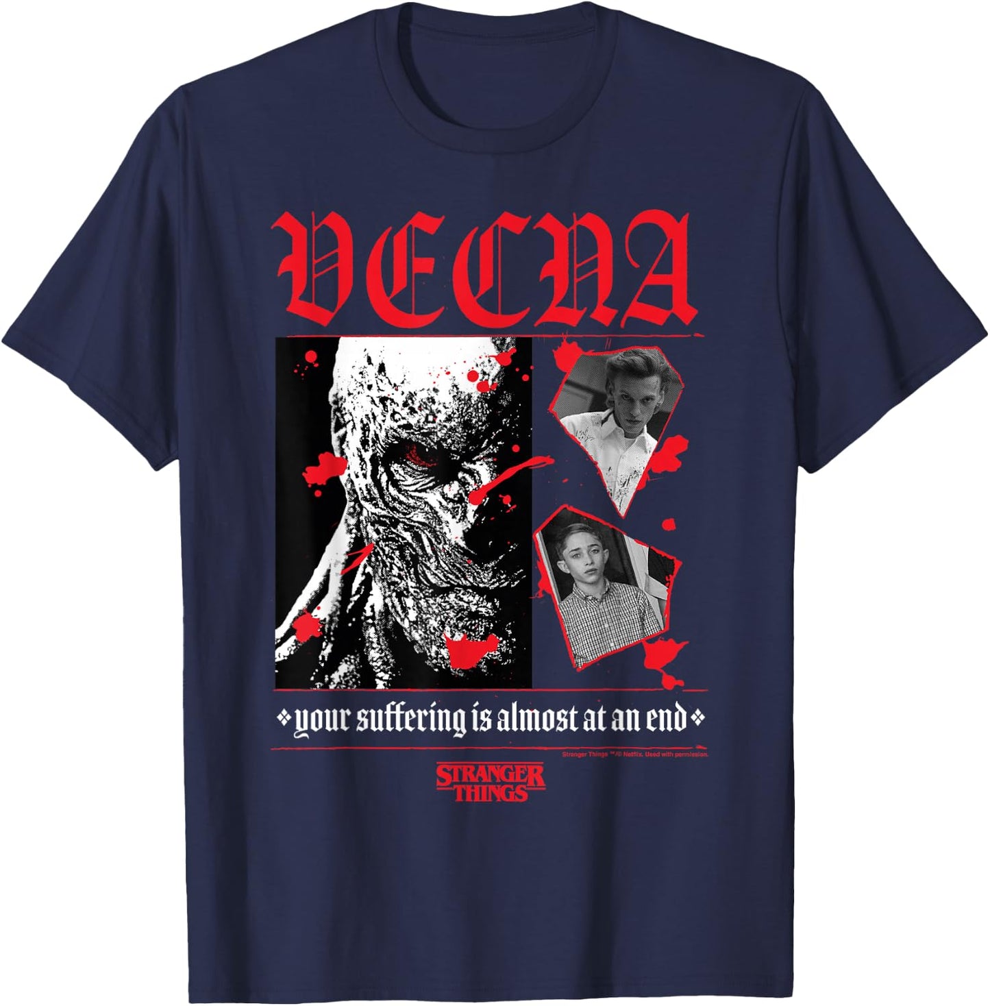 Gothic Quote Stranger Things Vecna Henry Creel , Black, S T-Shirt - T-Shirt | Navy