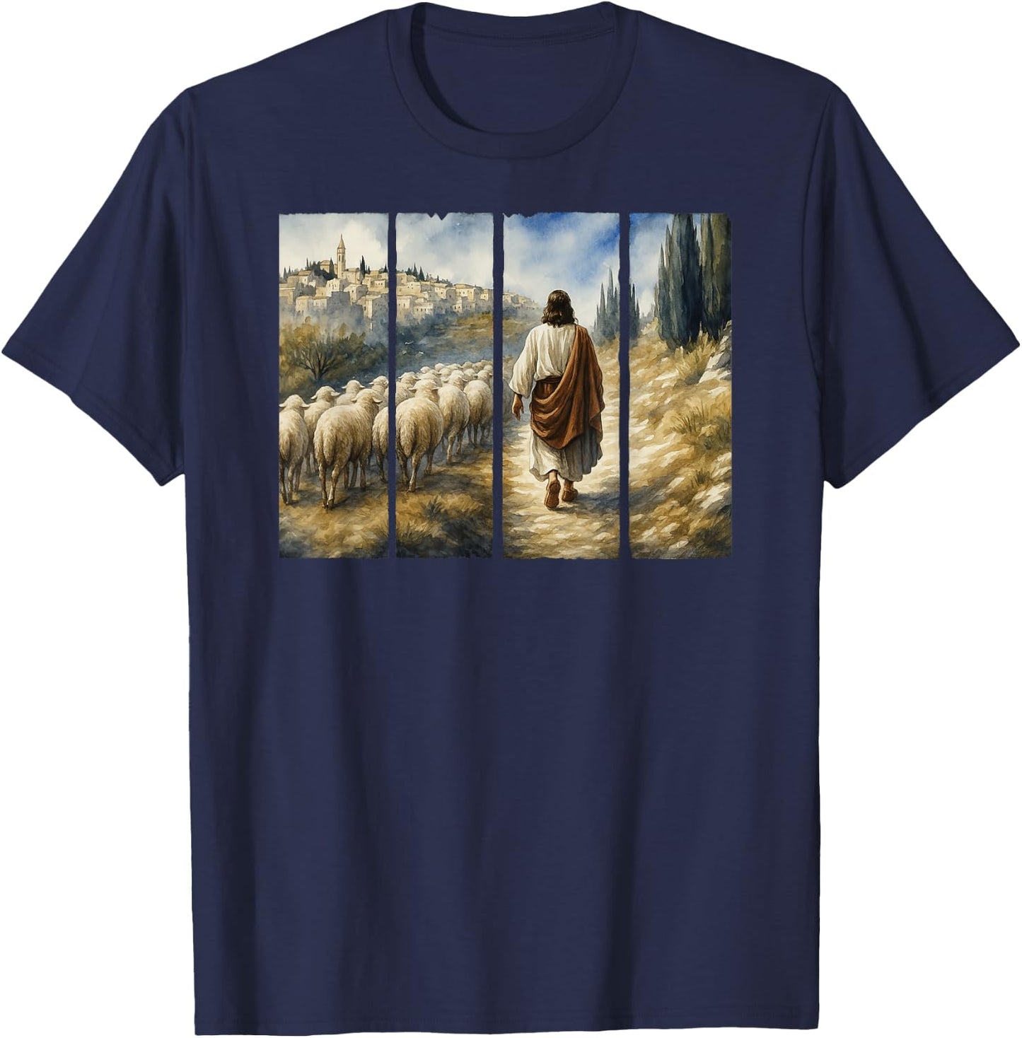 The Lord Is My Shepherd Jesus Christ The Good Shepherd T-Shirt - T-Shirt | Navy