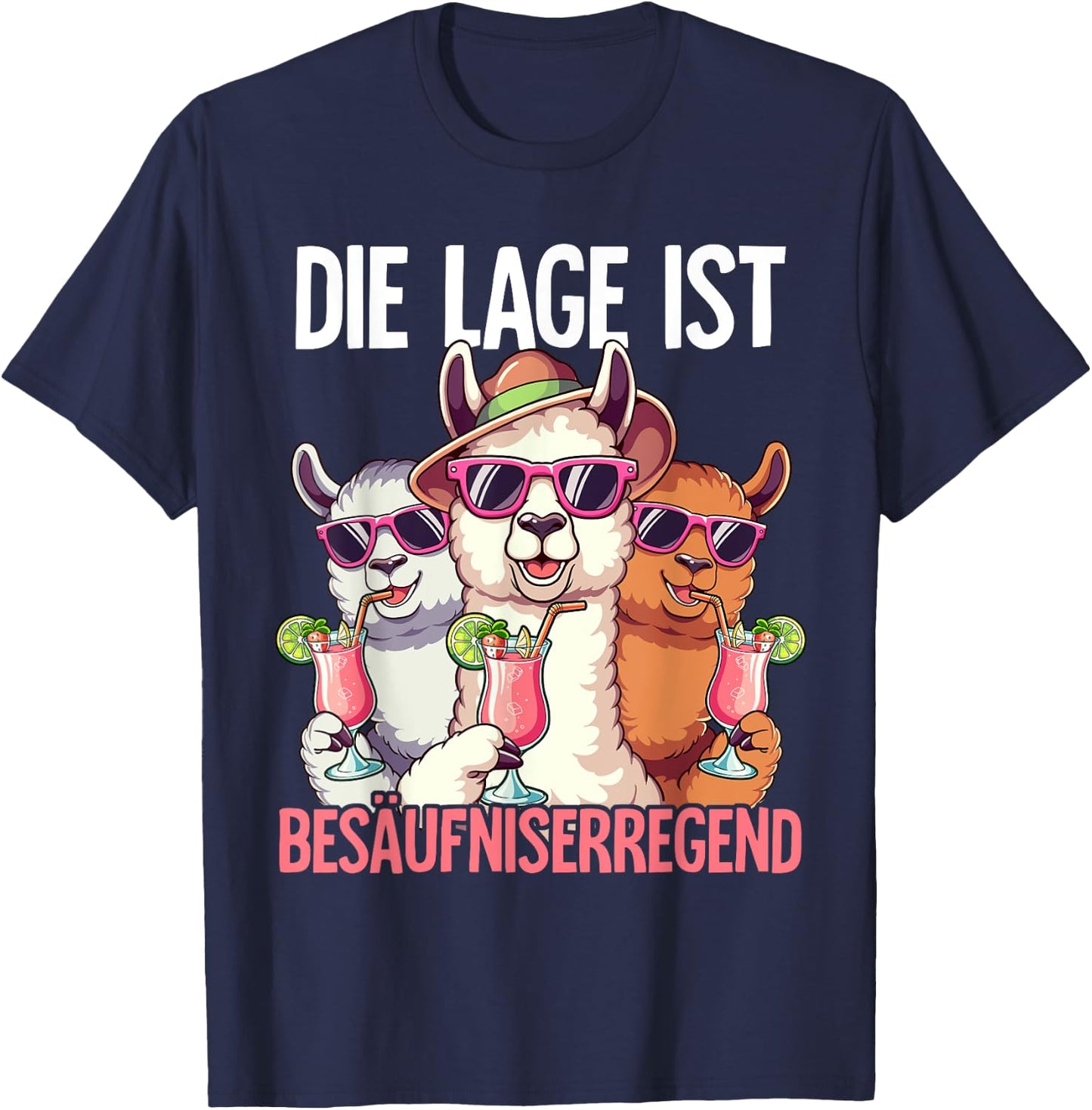 with German Text "Die Lage Ist Besäufniserregend, black T-Shirt - T-Shirt | Navy