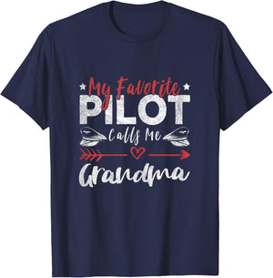My Favorite Pilot Calls Me Grandma Pilot’s Grandma T-Shirt - T-Shirt | Navy