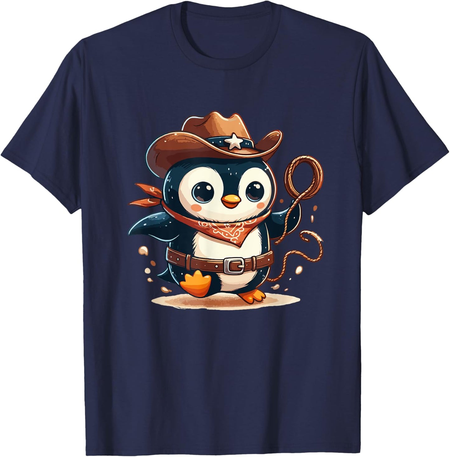 Western Rodeo Cowboy Hat Penguin Texas Animals T-Shirt - T-Shirt | Navy