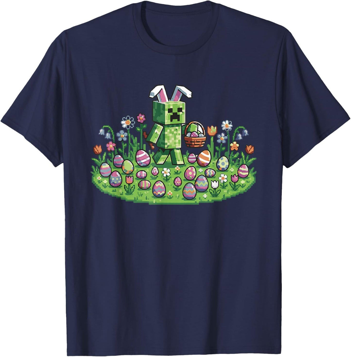 Pixel Osterhase Ostern Gaming Zocker Mann Kind Jungs Mädchen T-Shirt - T-Shirt | Navy