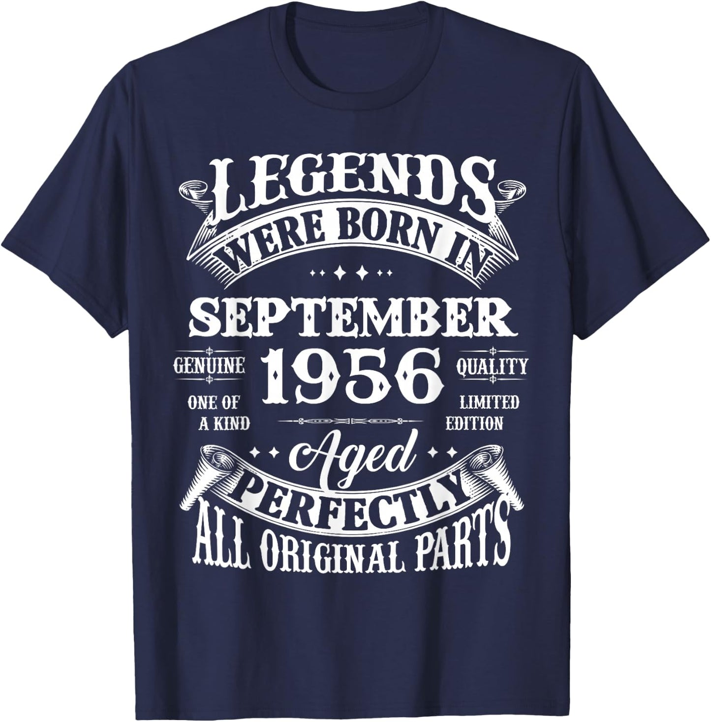 70th Birthday Gift Legends Born In September 1956 70 Yrs Old T-Shirt - T-Shirt | Navy