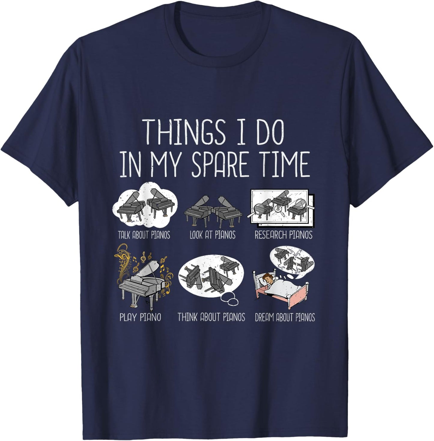 Funny Piano Player Men Music Grand Piano T-Shirt - T-Shirt | Navy
