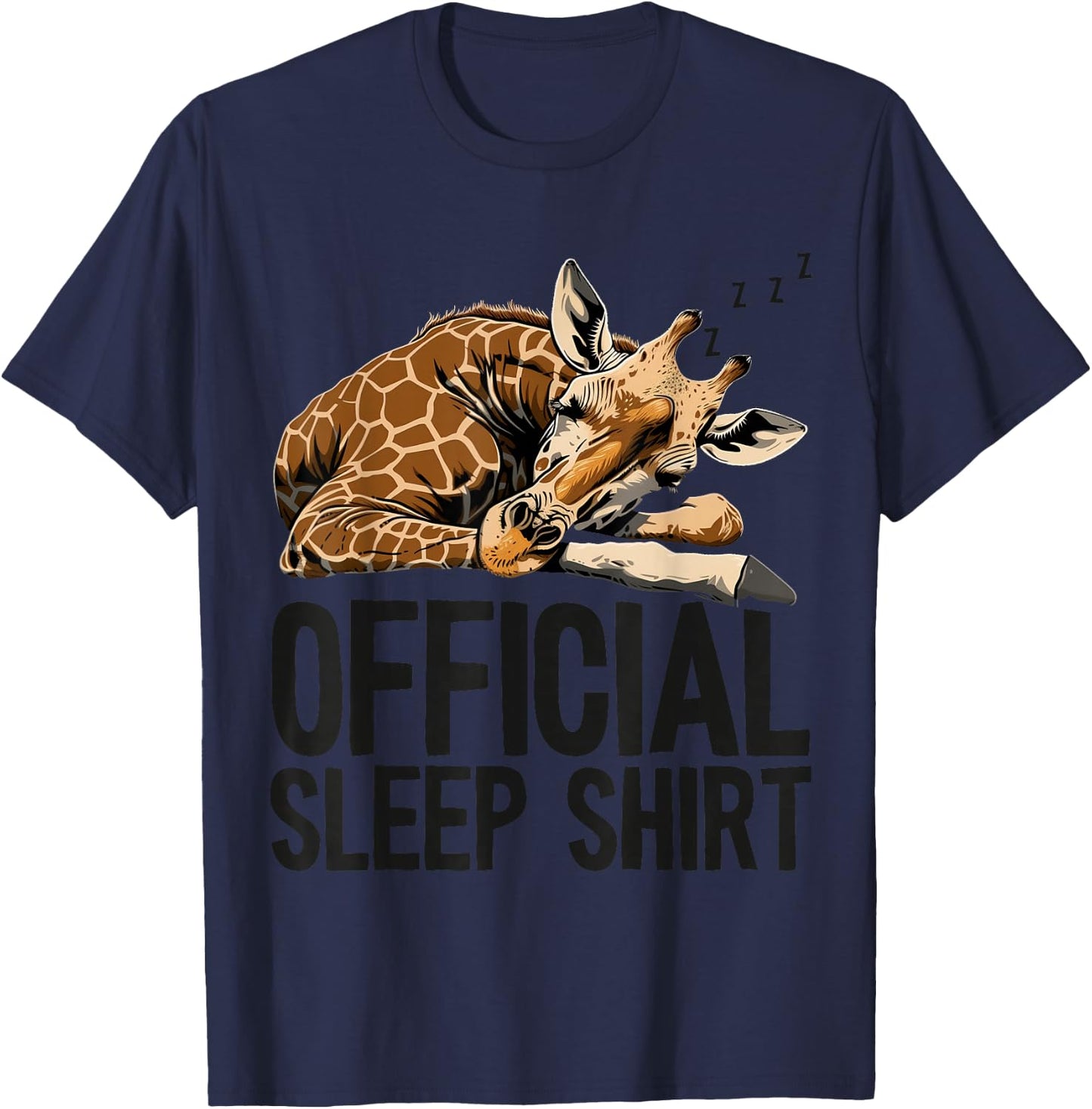 Giraffe Sleeping Funny Official Sleep T-Shirt - T-Shirt | Navy