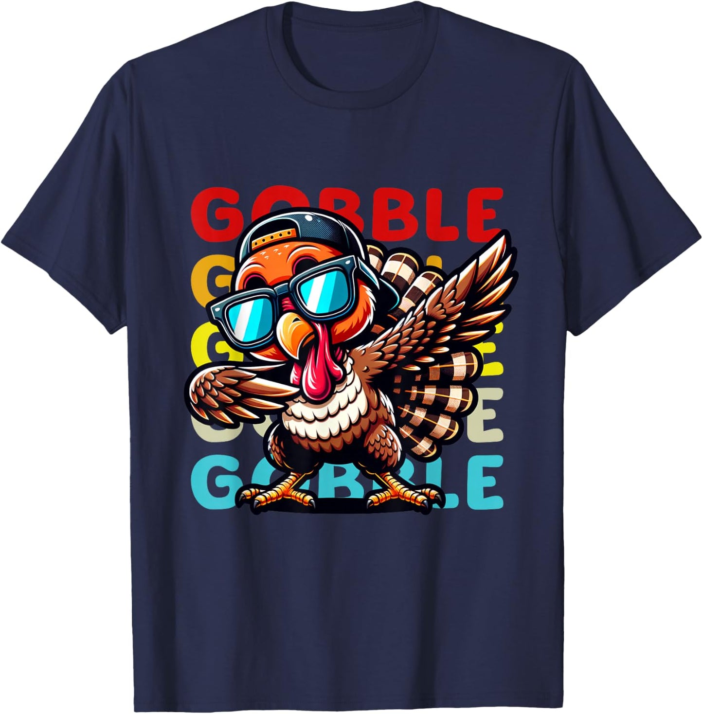 Thanksgiving Turkey Shirt Kids Boys Girls Turkey Thansgiving T-Shirt - T-Shirt | Navy