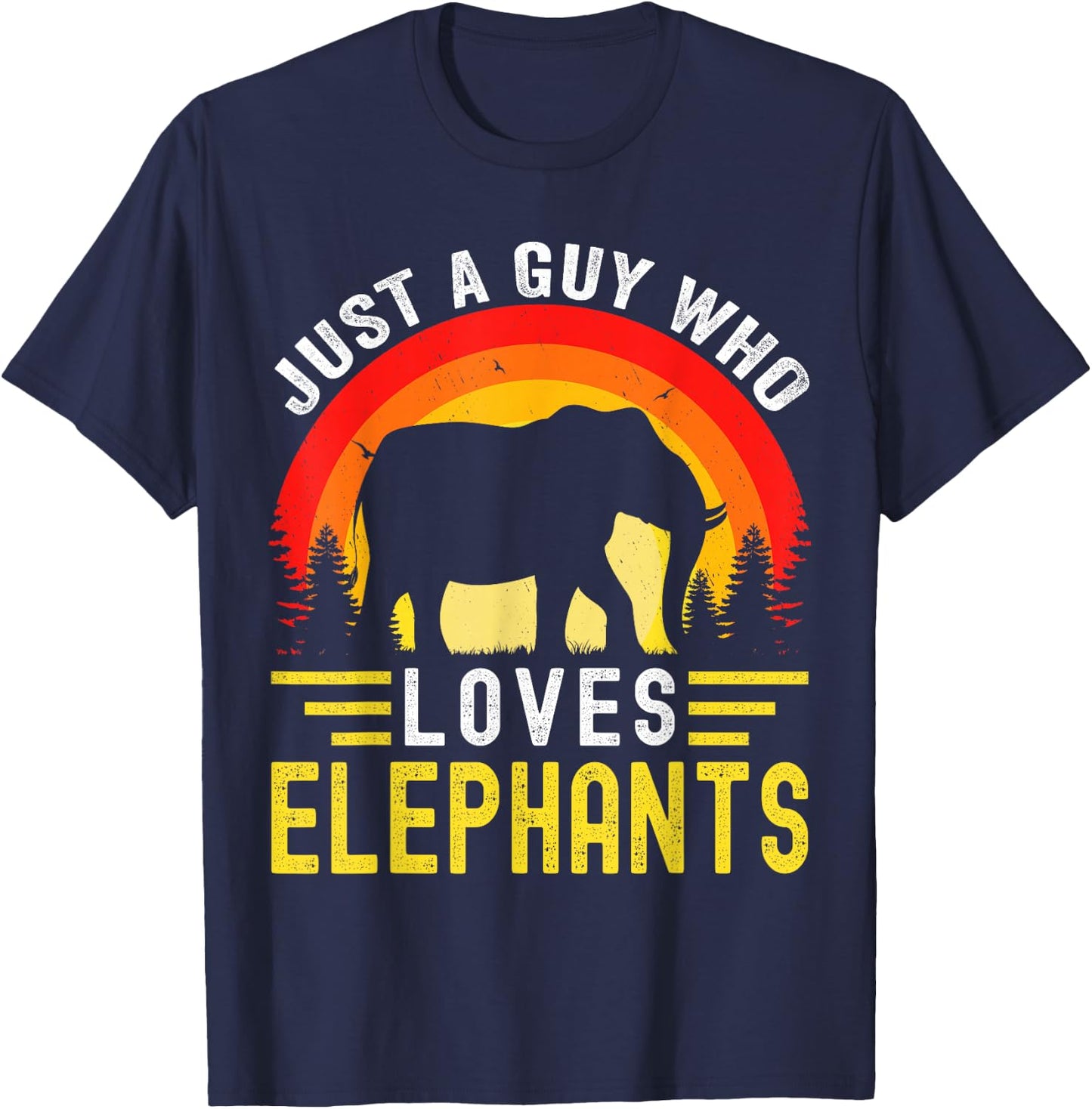 Just A Guy Who Loves Elephants Retro Vintage Elephant T-Shirt - T-Shirt | Navy