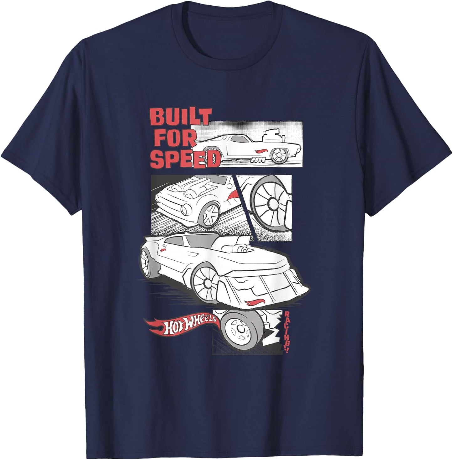 Hot Wheels - Built for Speed Comic Panels T-Shirt - T-Shirt | Navy