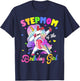 Stepmom Of The Birthday Princess Dabbing Unicorn Party T-Shirt - T-Shirt | Navy