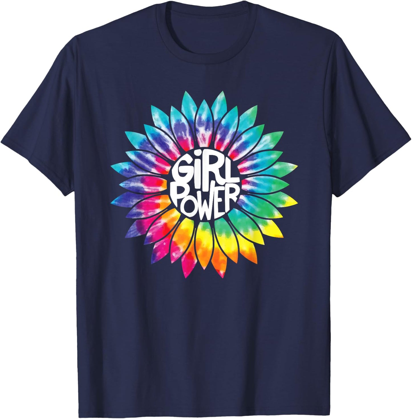 Girl Power Shirt Flower Tie Dye Hippie Female Empower Gift T-Shirt - T-Shirt | Navy
