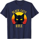 Black Cats Rule Retro Cat Eyes Sunset Fun T-Shirt - T-Shirt | Navy