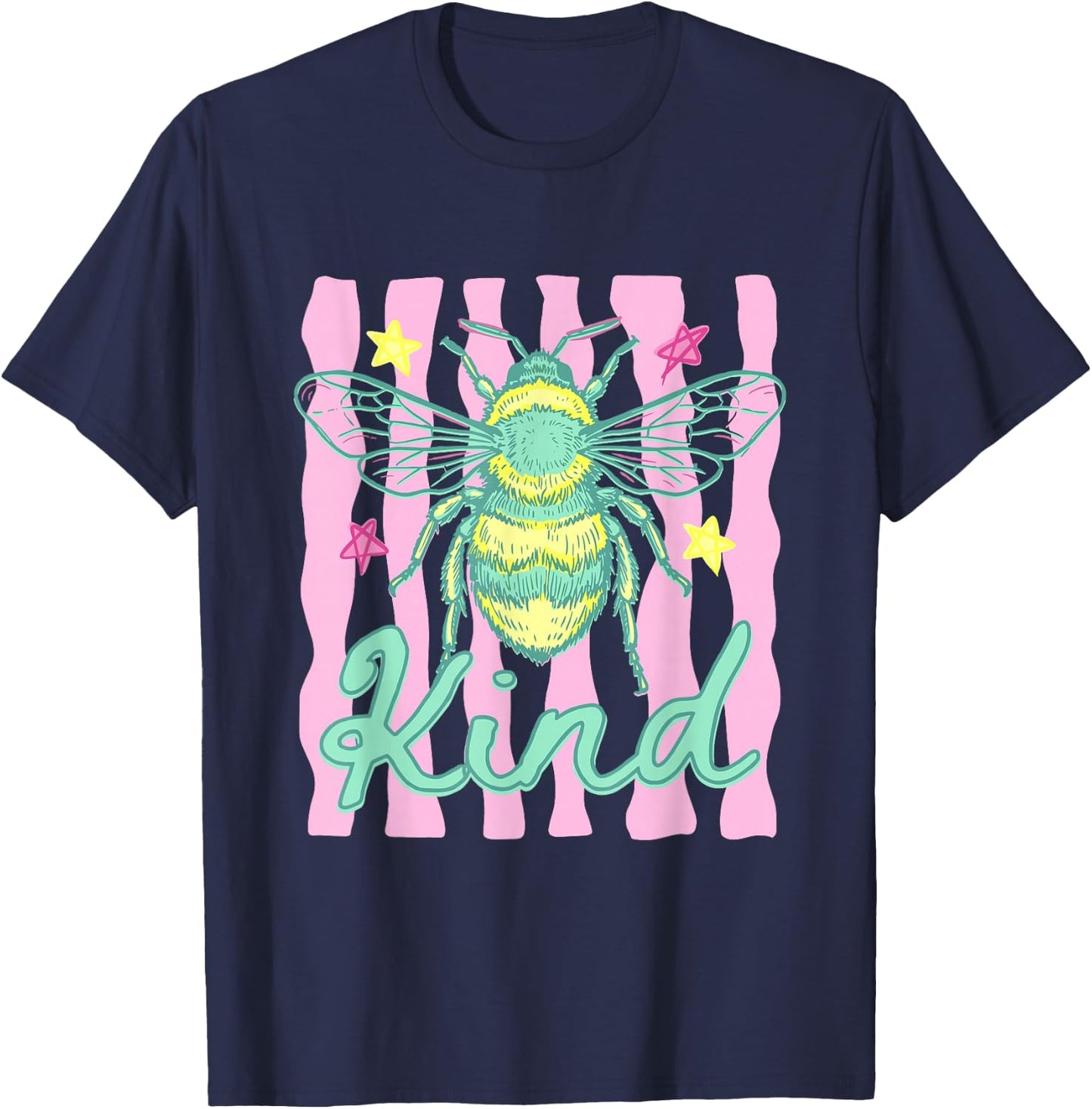 Preppy Be Kind Bee Summer Vibes Mental Health Matters T-Shirt - T-Shirt | Navy