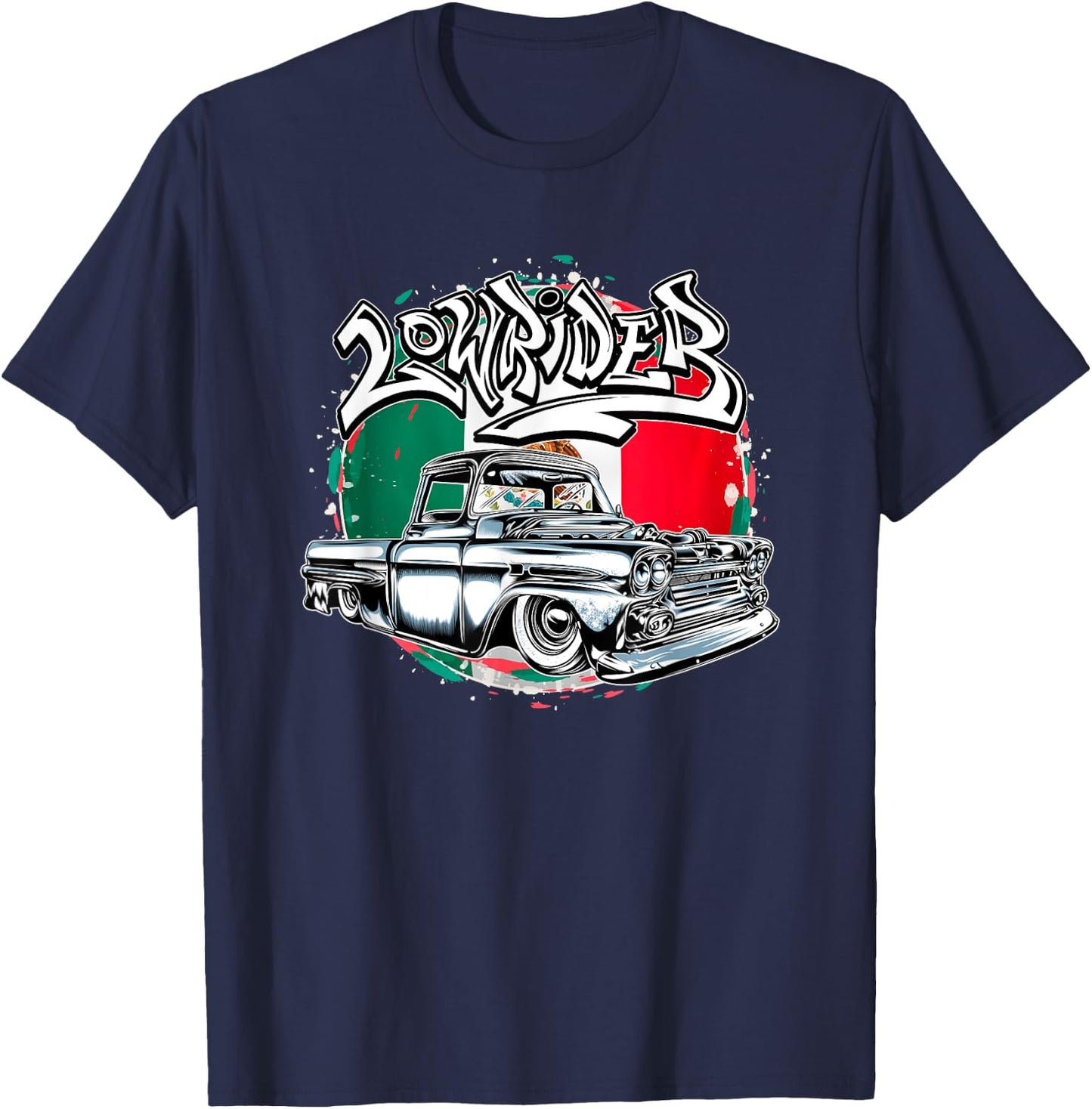Mexico Lowrider Truck, Vintage Lowrider, Classic Lowrider T-Shirt - T-Shirt | Navy