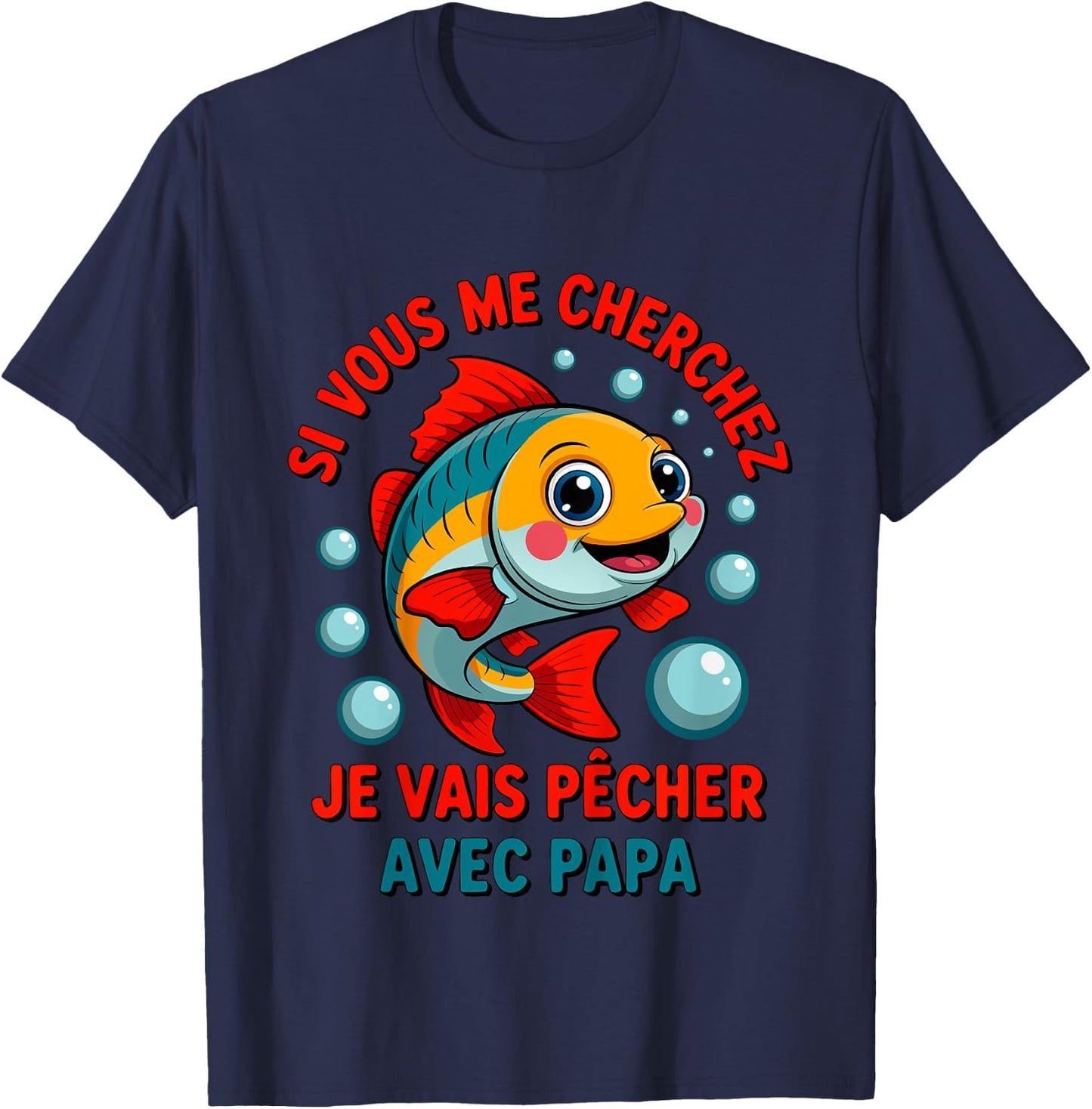Enfant Pêche avec papa drôle de poisson qui saute T-Shirt - T-Shirt | Navy