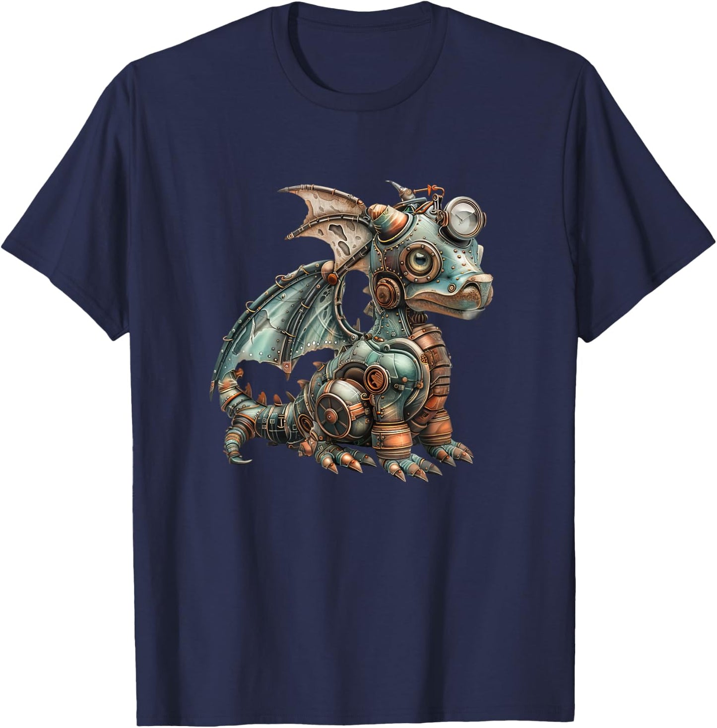 Dragon Steampunk Vintage Art Men Women Children Retro T-Shirt - T-Shirt | Navy