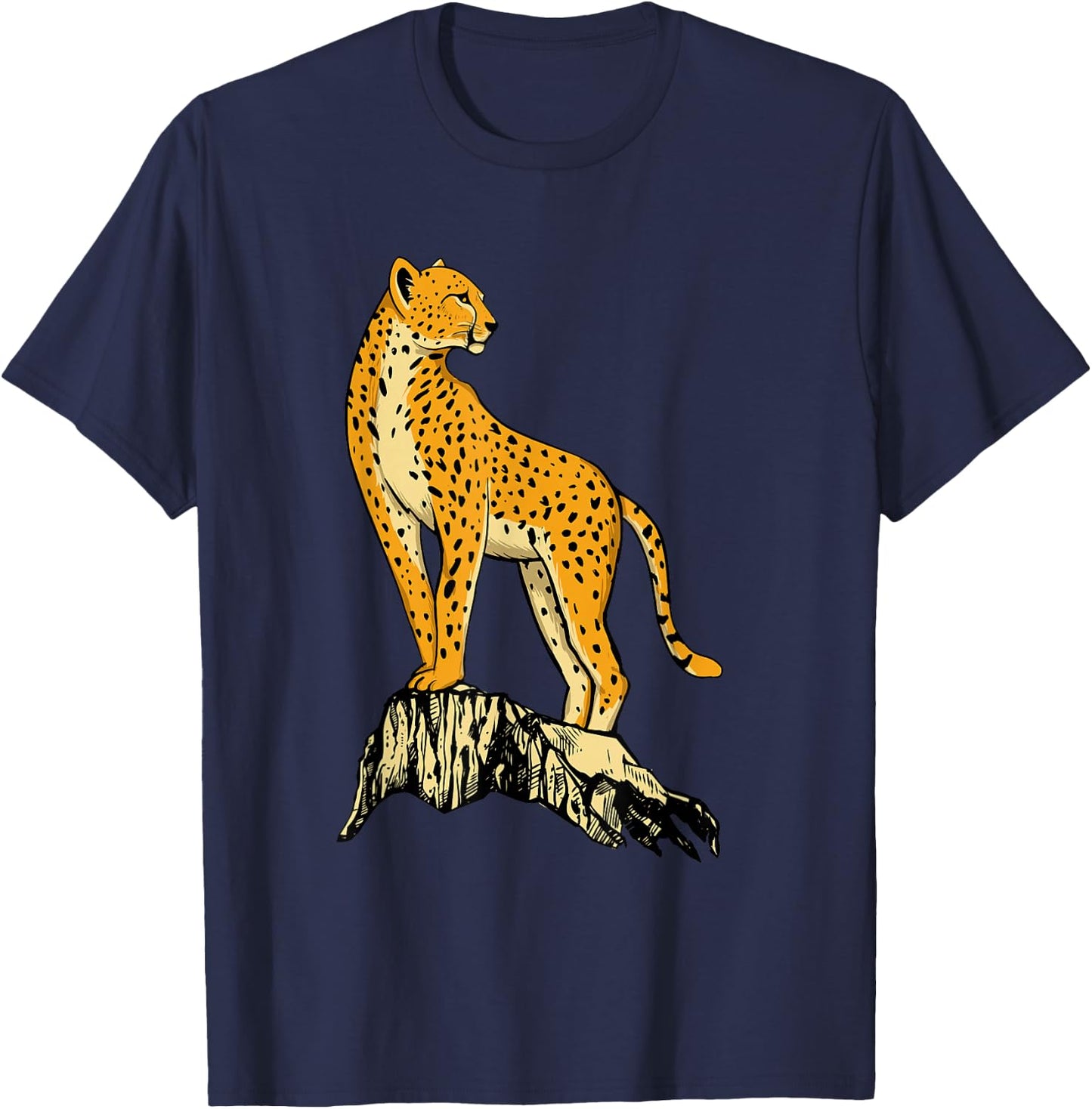 Cheetah Art Illustration - Zookeeper Wildlife Safari Animals T-Shirt - T-Shirt | Navy