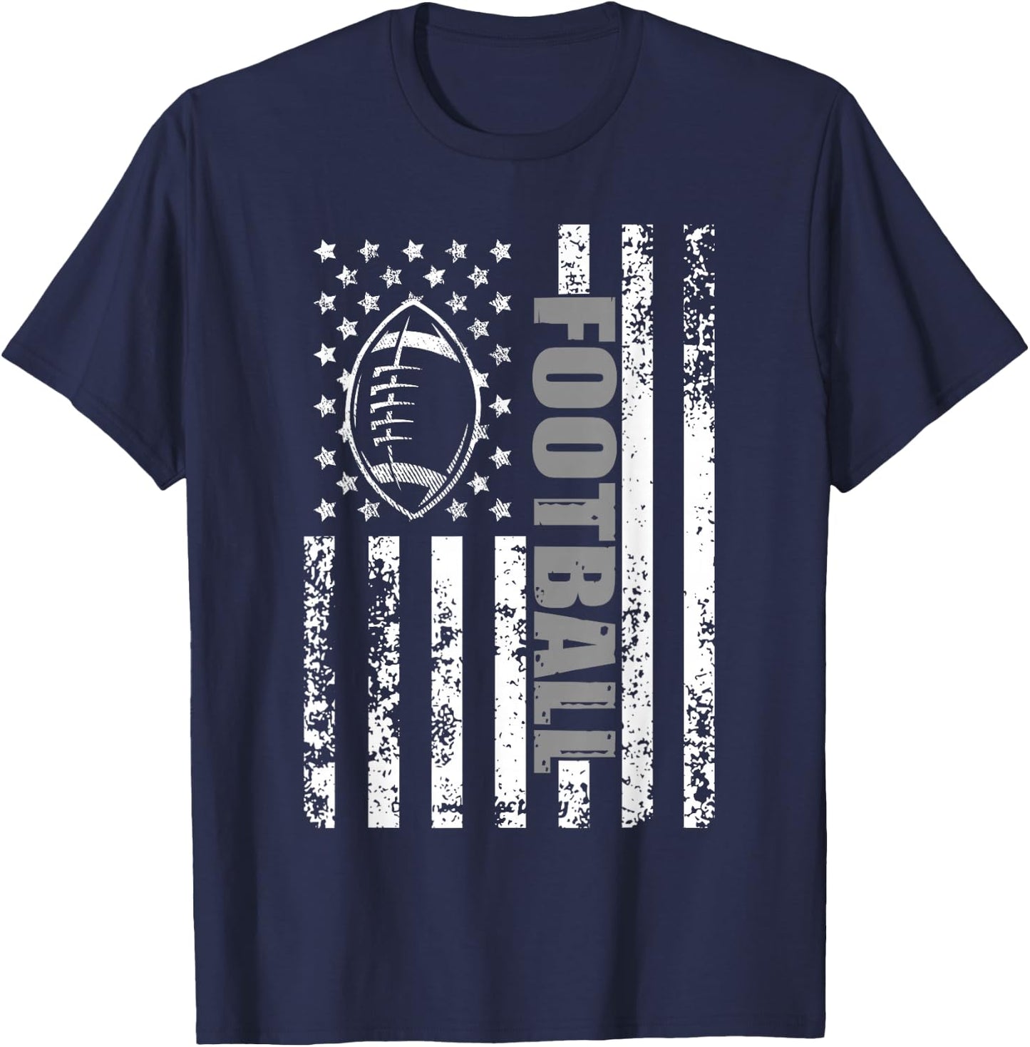 American Flag Football Patriotic Football T-Shirt - T-Shirt | Navy