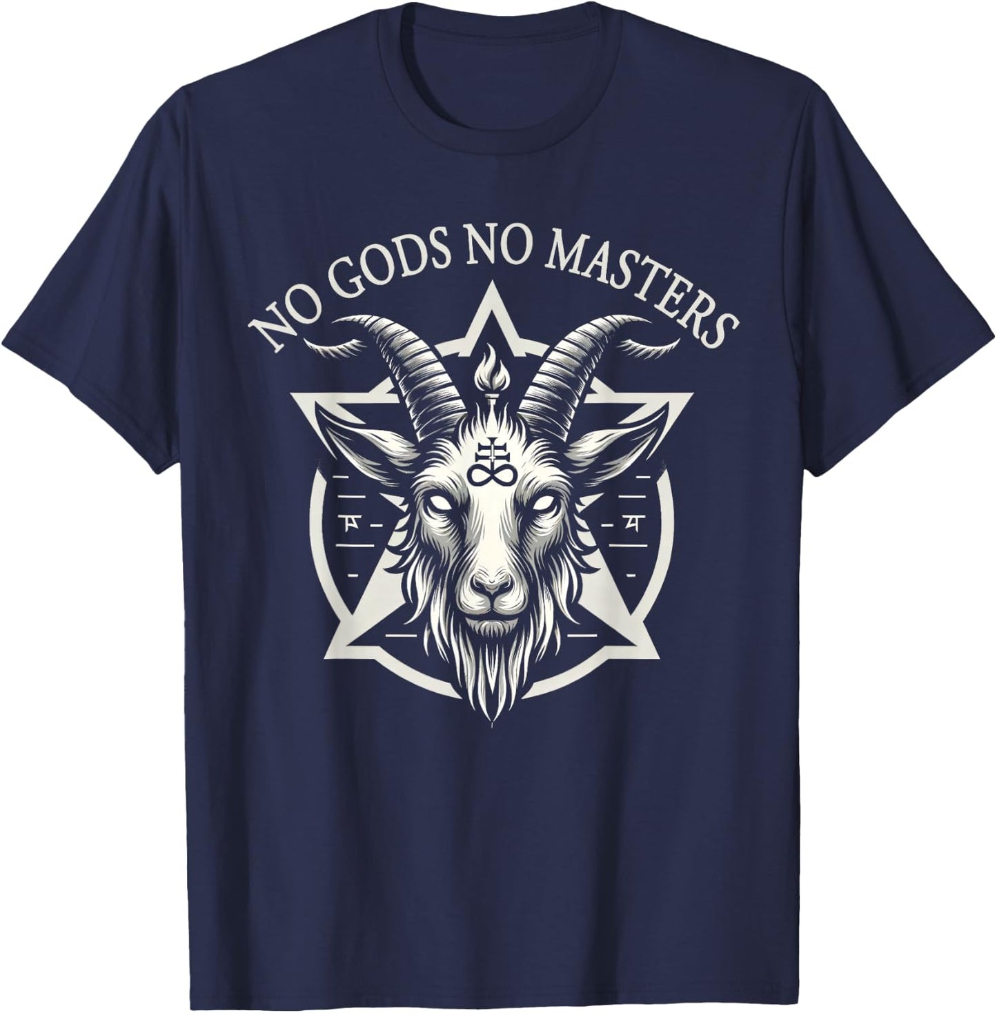 No Gods No Masters Satanic Baphomet Devil T-Shirt - T-Shirt | Navy