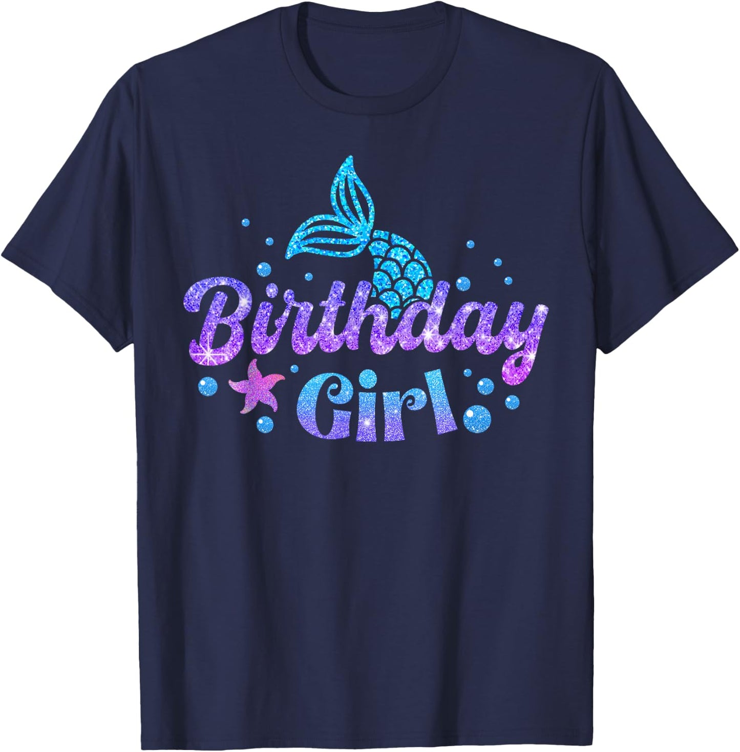 Mermaid Birthday Girls 1st 2nd 3rd 4th 5th BDay Kid Toddler T-Shirt - T-Shirt | Navy