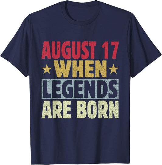 2024 17th Of August Birthday - August 17 Birthday T-Shirt - T-Shirt | Navy