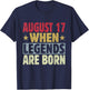 2024 17th Of August Birthday - August 17 Birthday T-Shirt - T-Shirt | Navy